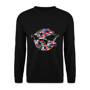 Map Flags Globe Travel Gift World Map - Unisex Sweatshirt - black - Front - Alina (178cm) & Michal (187cm)