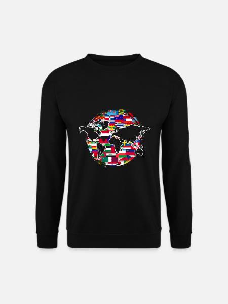 Landkarte Flaggen Globus Reisen Geschenk Weltkarte - Unisex Pullover - Schwarz