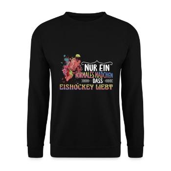 Eishockey Mädchen wie ein normales Mädchen - Unisex Pullover - Schwarz - Vorne - Alina (178cm) & Michal (187cm)