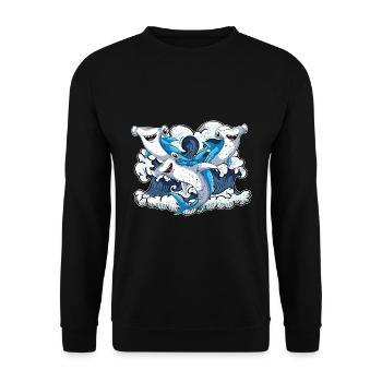 Océan Animal Requin Cadeau Mignon Requin-Marteau - Sweat-shirt Unisexe - noir - Devant - Alina (178cm) & Michal (187cm)