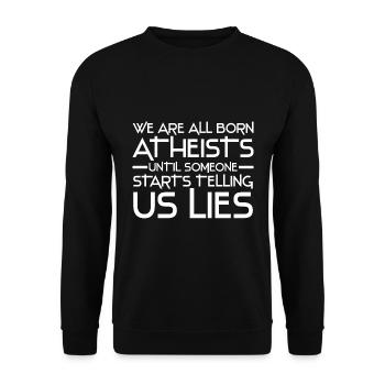 Atheismus Wissenschaft - Unisex Pullover - Schwarz - Vorne - Alina (178cm) & Michal (187cm)