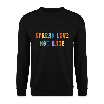 Spread Love Not Hate - Peace - Unisex Pullover - Schwarz - Vorne - Alina (178cm) & Michal (187cm)