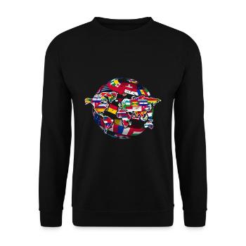 Travel Gift Globe International Flags - Unisex Sweatshirt - black - Front - Alina (178cm) & Michal (187cm)