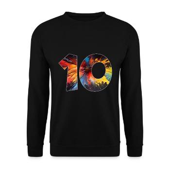 NUMMER 10 JAHRE 10. GEBURTSTAG - Unisex Pullover - Schwarz - Vorne - Alina (178cm) & Michal (187cm)