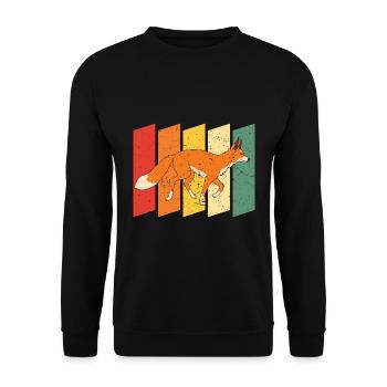 Retro Tierliebhaber Wald Tier Geschenk Natur Fuchs - Unisex Pullover - Schwarz - Vorne - Alina (178cm) & Michal (187cm)