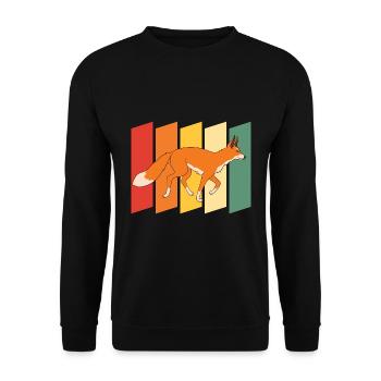 Natur Waldbewohner Wald Tier Geschenk Retro Fuchs - Unisex Pullover - Schwarz - Vorne - Alina (178cm) & Michal (187cm)