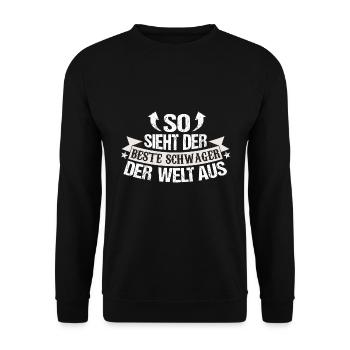 Schwager Hochzeit So sieht der beste Schwager aus - Unisex Pullover - Schwarz - Vorne - Alina (178cm) & Michal (187cm)