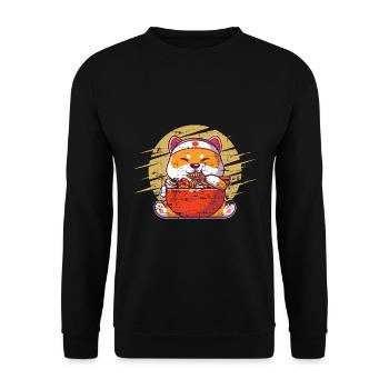 Japan Anime Shiba Inu Ramen - Unisex Pullover - Schwarz - Vorne - Alina (178cm) & Michal (187cm)
