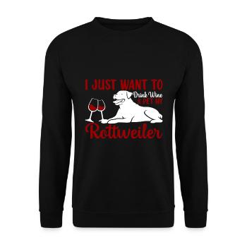 Boire du vin et animal de compagnie Rottweiler Funny - Sweat-shirt Unisexe - noir - Devant - Alina (178cm) & Michal (187cm)