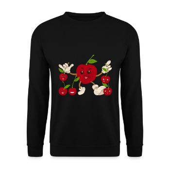 Kirschenliebhaber Obst Geschenk Lustiges Kirsch - Unisex Pullover - Schwarz - Vorne - Alina (178cm) & Michal (187cm)