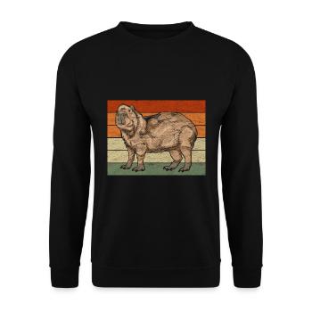 Retro Capybara - Unisex Pullover - Schwarz - Vorne - Alina (178cm) & Michal (187cm)