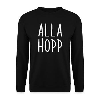 Alla Hopp Pfalz Pfälzer Pfalzkind Dialekt Pälzer - Unisex Pullover - Schwarz - Vorne - Alina (178cm) & Michal (187cm)