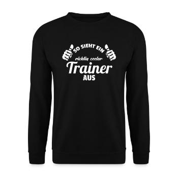 So sieht ein richtig cooler Trainer Aus Fußball - Unisex Pullover - Schwarz - Vorne - Alina (178cm) & Michal (187cm)
