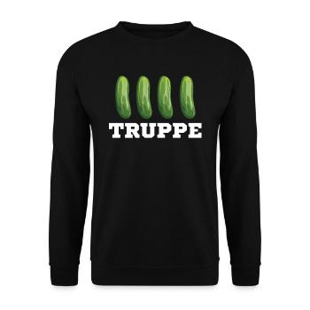 Gurkentruppe Trainer Gurke Mannschaft Fußball Team - Unisex Pullover - Schwarz - Vorne - Alina (178cm) & Michal (187cm)