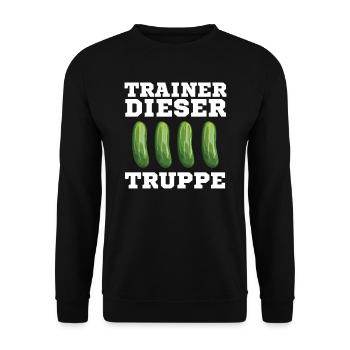 Gurkentruppe Trainer Gurke Mannschaft Fußball - Unisex Pullover - Schwarz - Vorne - Alina (178cm) & Michal (187cm)