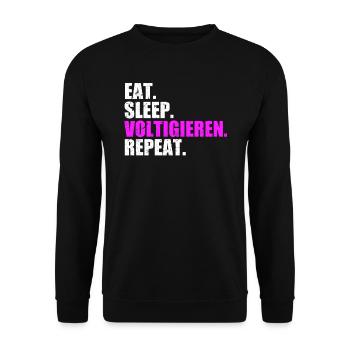 Eat Sleep Voltige Repeat Volti équitation Cheval - Sweat-shirt Unisexe - noir - Devant - Alina (178cm) & Michal (187cm)