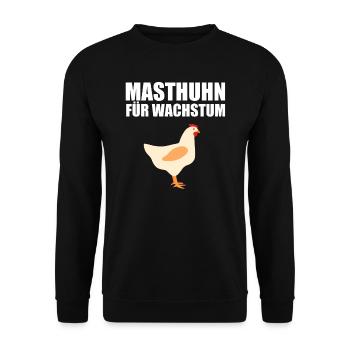 Masthuhn für Wachstum Hühner Gym Muskelaufbau Body - Unisex Pullover - Schwarz - Vorne - Alina (178cm) & Michal (187cm)