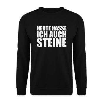 Heute hasse ich auch Steine Ich hasse Menschen - Unisex Pullover - Schwarz - Vorne - Alina (178cm) & Michal (187cm)