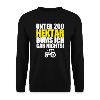Unter 200 Hektar Bums ich gar nichts Landwirtin - Unisex Pullover - Schwarz - Vorne - Alina (178cm) & Michal (187cm)