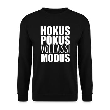 Hokus Pokus Vollassi Modus Asi Assi Asozial Bier - Unisex Pullover - Schwarz - Vorne - Alina (178cm) & Michal (187cm)
