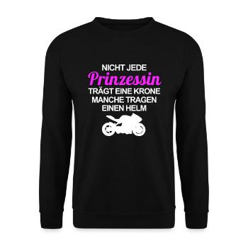 Motorradfahrerin Bikerin Prinzessin Motorrad Bike - Unisex Pullover - Schwarz - Vorne - Alina (178cm) & Michal (187cm)