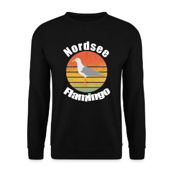 Nordsee Flamingo Möwe Moin Vogel Norddetuschland - Unisex Pullover - Schwarz - Vorne - Alina (178cm) & Michal (187cm)