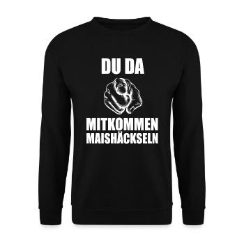 Du da mitkommen Maishäckseln Mais fahren Landwirt - Unisex Pullover - Schwarz - Vorne - Alina (178cm) & Michal (187cm)