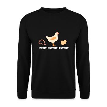 Input output putput chickens chicken hen house rooster - Unisex Sweatshirt - black - Front - Alina (178cm) & Michal (187cm)