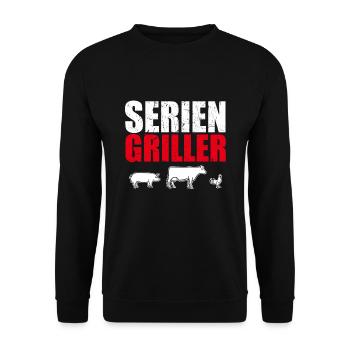 Seriengriller Grillen Grill Grillmeister Fleisch - Unisex Pullover - Schwarz - Vorne - Alina (178cm) & Michal (187cm)