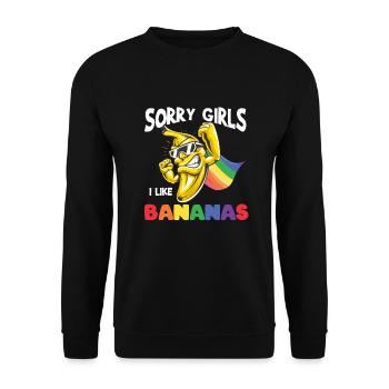 Sorry girls I like Bananas Gay Gay LGBT Party - Unisex Sweatshirt - black - Front - Alina (178cm) & Michal (187cm)