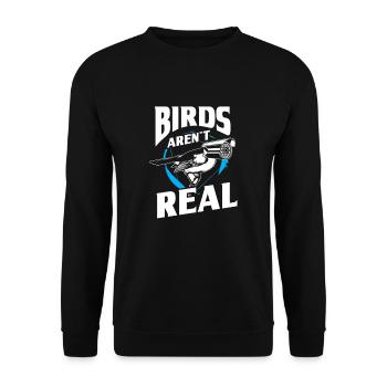 Birds aren't real Birdwatching - Unisex Pullover - Schwarz - Vorne - Alina (178cm) & Michal (187cm)