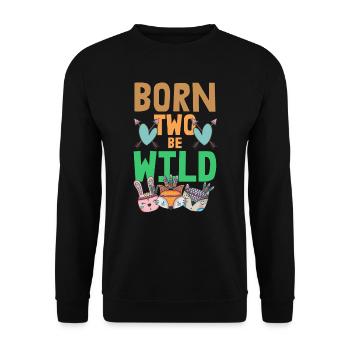 Born two be wild 2nd birthday gift - Unisex Sweatshirt - black - Front - Alina (178cm) & Michal (187cm)