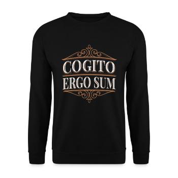 Cogito Ergo Sum Latein Spruch Phylosophie Lehrer - Unisex Pullover - Schwarz - Vorne - Alina (178cm) & Michal (187cm)