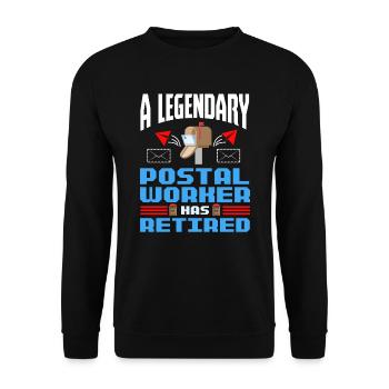 Postman Pension Post Retired Postal Worker - Unisex Sweatshirt - black - Front - Alina (178cm) & Michal (187cm)