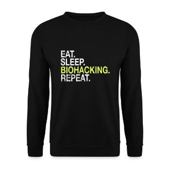 Eat Sleep Biohacking Repeat DNA Biohacker Gift - Unisex Sweatshirt - black - Front - Alina (178cm) & Michal (187cm)