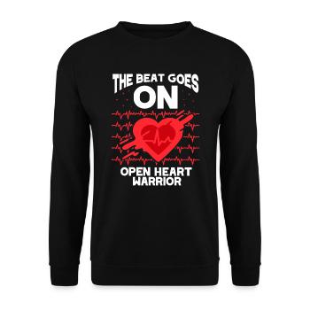The beat goes on open heart surgery Warrior Heart - Unisex Sweatshirt - black - Front - Alina (178cm) & Michal (187cm)