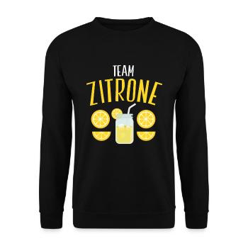 Team Zitrone Eistee Pfirsich Tee Getränk Sommer - Unisex Pullover - Schwarz - Vorne - Alina (178cm) & Michal (187cm)