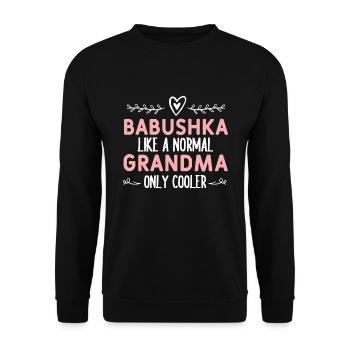 Babuschka Babushka Russische Oma Russisch Mama - Unisex Pullover - Schwarz - Vorne - Alina (178cm) & Michal (187cm)