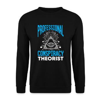 Conspiracy theory Verschwörung Theorie Flat Earth - Unisex Pullover - Schwarz - Vorne - Alina (178cm) & Michal (187cm)