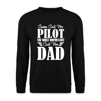 Pilot Papa Vater flugzeug Segelflugzeug Copilot - Unisex Pullover - Schwarz - Vorne - Alina (178cm) & Michal (187cm)