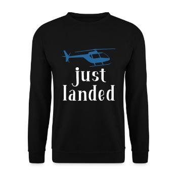 Just landed Helikopter Pilot Papa CoPilot Sohn - Unisex Pullover - Schwarz - Vorne - Alina (178cm) & Michal (187cm)
