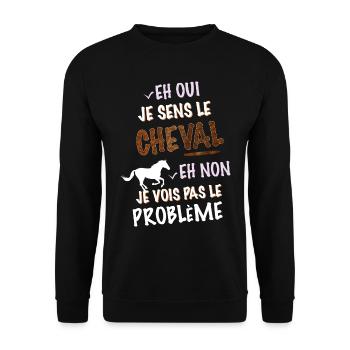 Cheval, je sens l ecurie - Sweat-shirt Unisexe - noir - Devant - Alina (178cm) & Michal (187cm)