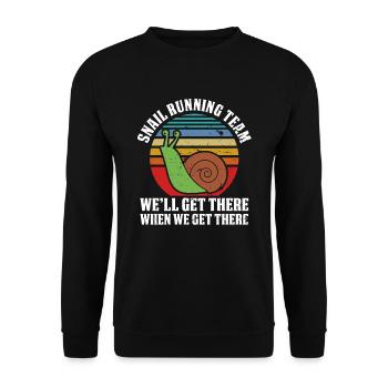 Snail Running Team Schnecke Laufen Marathon Team - Unisex Pullover - Schwarz - Vorne - Alina (178cm) & Michal (187cm)