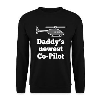 Daddy's Newest Co-Pilot Kinder Papa Baby Geschenk - Unisex Pullover - Schwarz - Vorne - Alina (178cm) & Michal (187cm)