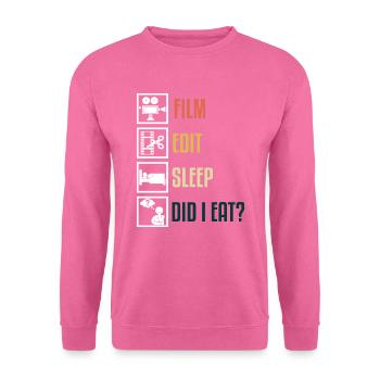 Film Edit Sleep Did I Eat? Cutter Filmer Video - Unisex Pullover - Pink - Vorne