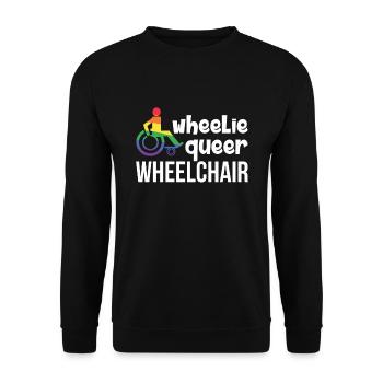 Rollstuhl Rollstuhlfahrer Handicap LGBT Humor - Unisex Pullover - Schwarz - Vorne - Alina (178cm) & Michal (187cm)