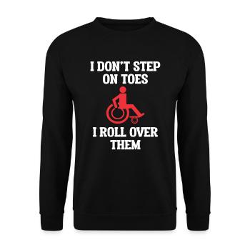 Rollstuhl Rollstuhlfahrer Handicap Rolli Humor - Unisex Pullover - Schwarz - Vorne - Alina (178cm) & Michal (187cm)