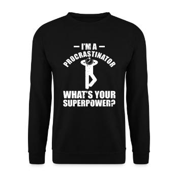 Prokrastination Aufschieben Aufschieber Student - Unisex Pullover - Schwarz - Vorne - Alina (178cm) & Michal (187cm)