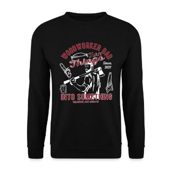 Menuisier bois bois menuiserie papa - Sweat-shirt Unisexe - noir - Devant - Alina (178cm) & Michal (187cm)