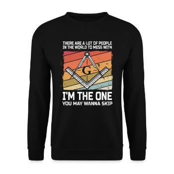 Freimaurer Maurer Illuminati Symbol Zirkel Winkel - Unisex Pullover - Schwarz - Vorne - Alina (178cm) & Michal (187cm)